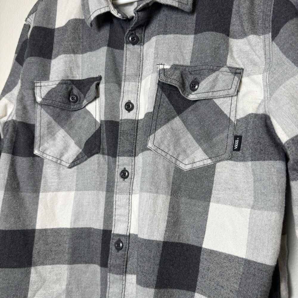 Vans Mens XL Black and White Buffalo Plaid Long Sleeve Flannel - Picture 3 of 13